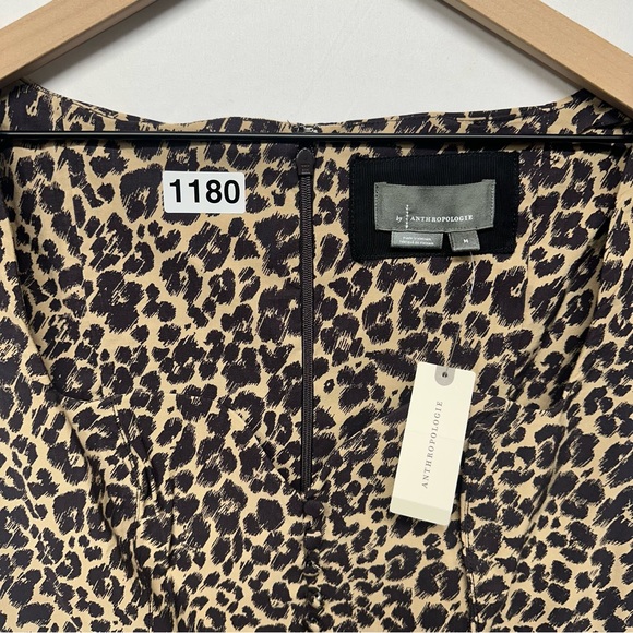 Anthropologie Leopard Print Midi Dress Cap Sleeve Zip Front Size M NWT - Picture 9 of 9